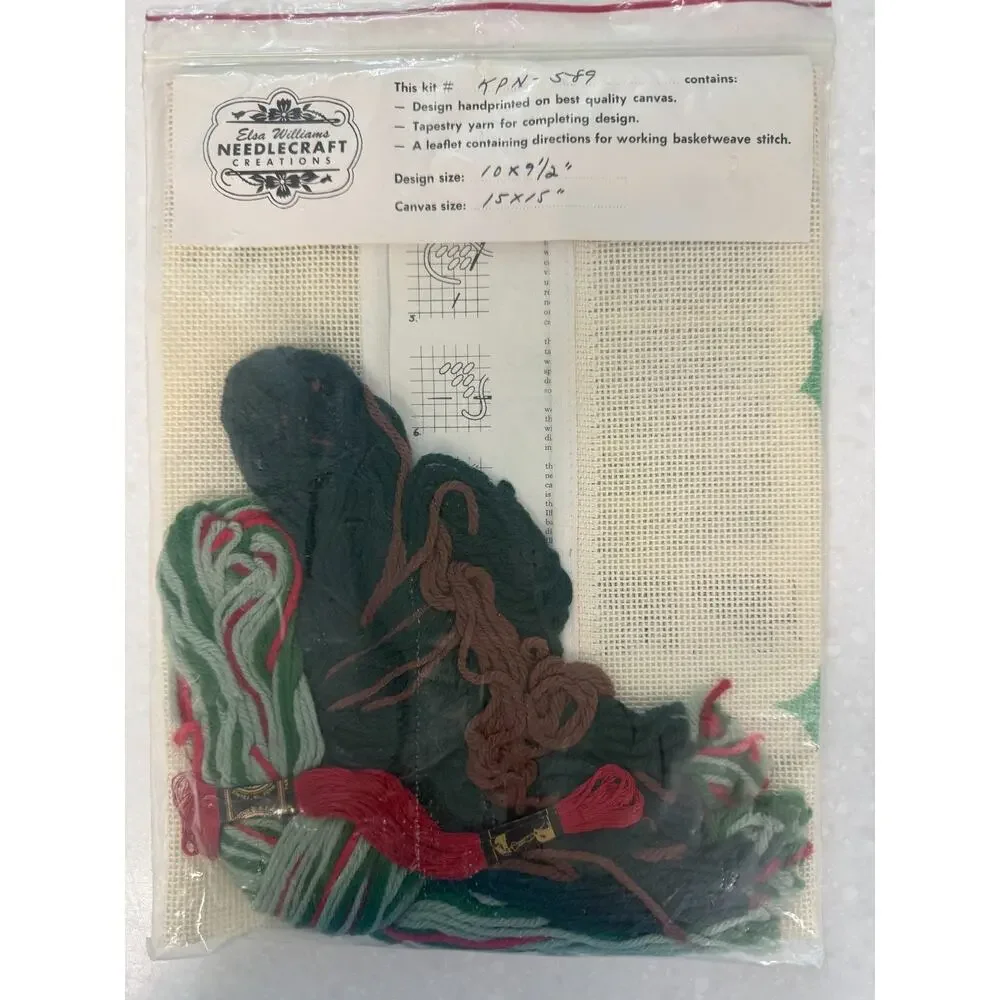 Elsa Williams Needlecraft Creations Handprinted Needlepoint Kit KPN-589 Holly